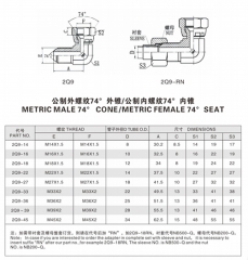 擴口式管接頭—公制外螺紋74°外錐/公制內螺紋74°內錐
